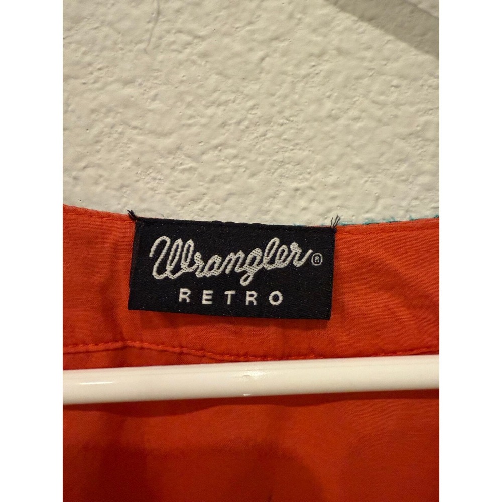 Wrangler Retro Orange and Blue‎ Embroidered Bell Sleeve Blouse Top S Western - Picture 3 of 8